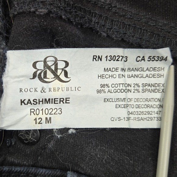 Rock & Republic Kashmiere Skinny Jeans Dark Wash Gold Hardware Womens 12 M - Picture 11 of 15